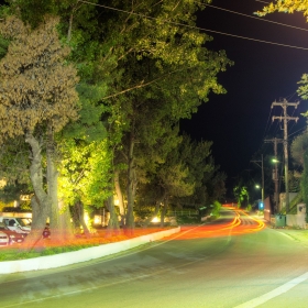 Road near Agia Paraskevi at night