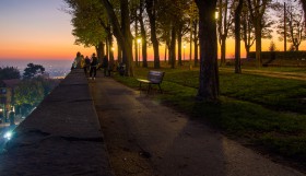 Zonsondergang op het terras van Bergamo Alta