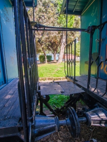 Looking through two waggons
