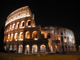 Illuminated Colosseo in Rome